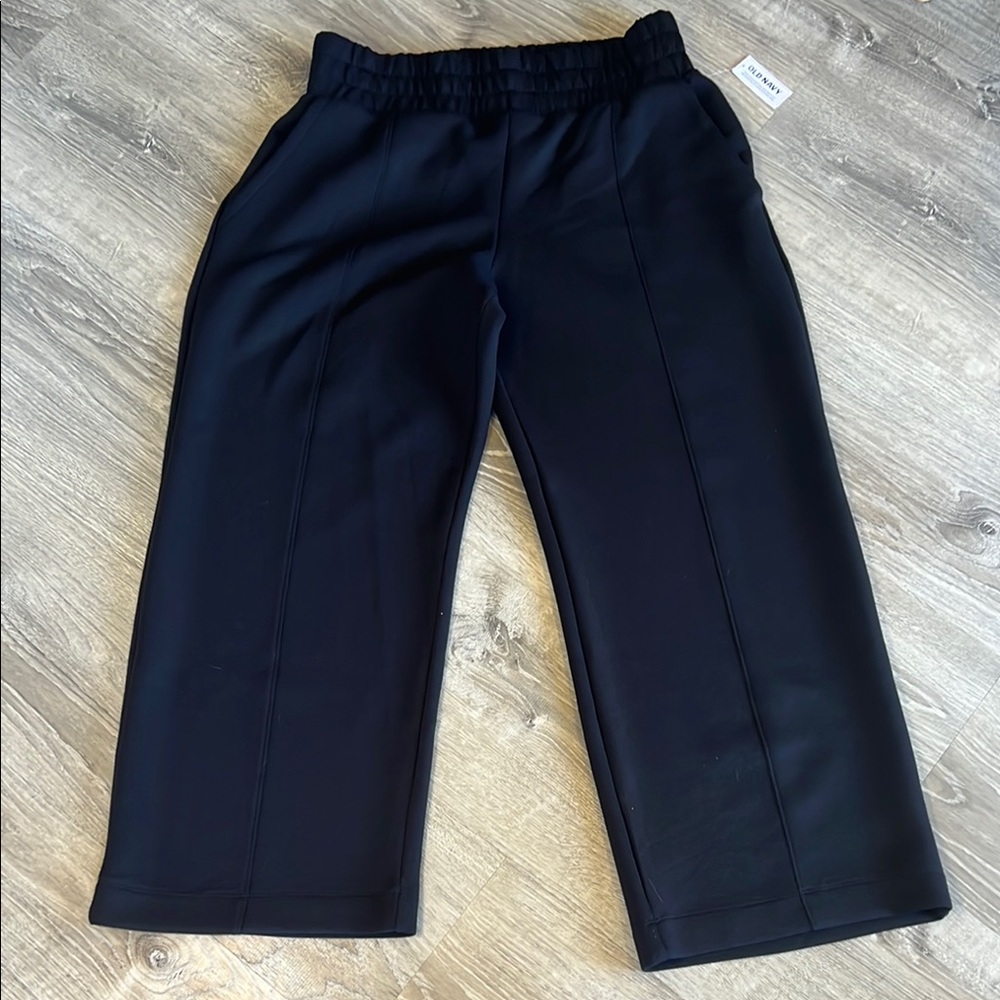 Old Navy Black high Waisted Bounce Fleece Wide Leg SweatPants - petite - Large